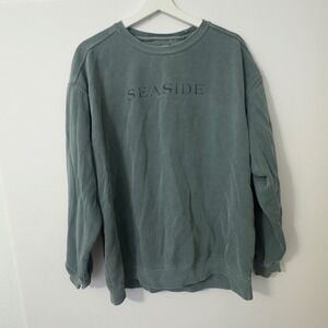 Seaside Florida Crewneck Sweatshirt Unisex XL Teal Graphic Pullover Coastal